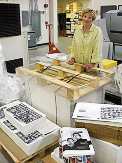 Elaine with prints at Printing Applications Lab